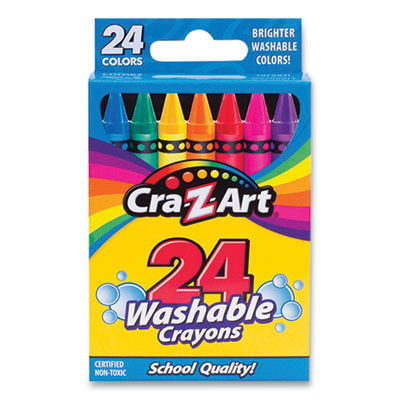 Washable Crayons, Regular Size, 24 Assorted Colors, 24/Pack