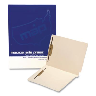 End Tab Fastener Folders, Straight Tab, Expands 0.75", 2 Fasteners, Letter Size, Manila, 50/Box