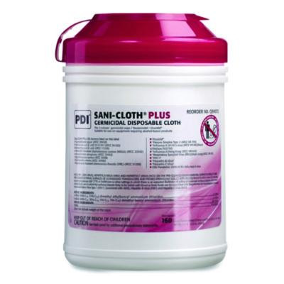 Pdi San-Cloth Plus Germicidal Disposable Cloth, 6 x 6.75, Unscented, White, 160/Pack