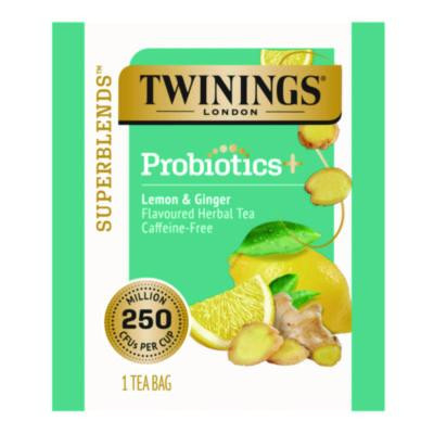 Probiotics Lemon And Ginger Herbal Tea Bags, 0.05 Oz, 18/Box