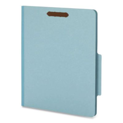 Pressboard Top Tab Classification Folders, 2/5-Cut Tab, Expands 2.5", 2 Dividers, 6 Fasteners, Letter Size, Light Blue, 10/Bx