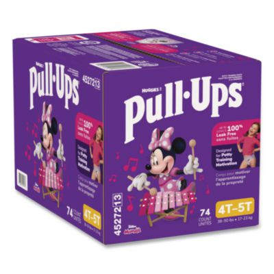 Pull Ups Learning Designs Potty Training Pants For Girls, Size 6, 4T-5T, 38 Lbs To 50 Lbs, 74/Carton