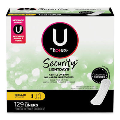 U By Kotex Security Lightdays Liners, Unscented, Light Absorbency, 129/Pack