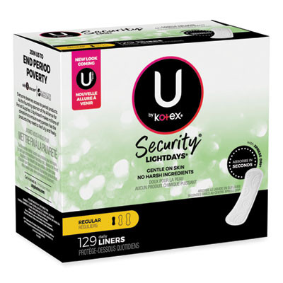 U By Kotex Security Lightdays Liners, Unscented, Light Absorbency, 129/Pack