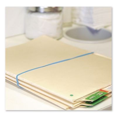 Antimicrobial Non-Latex Rubber Bands, Assorted Sizes, Cyan Blue, 250/Box