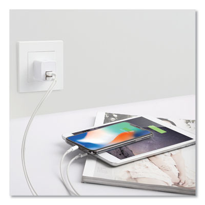 Dual Usb Port Wall Charger, Usb-A Port/Usb-C Port, White