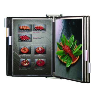 Wall Unit Reference Starter Set With Antimicrobial Display Pockets, 10 Panels With Black Borders, White Base