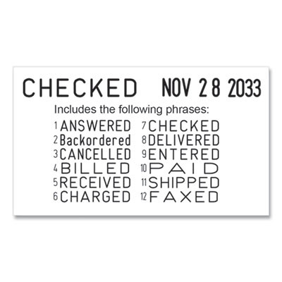 Printy Economy 12-Message Date Stamp, Self-Inking, 2" x 0.38", Black