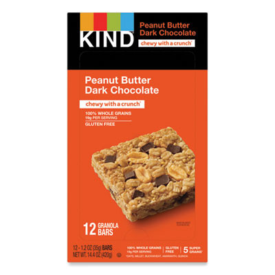 Healthy Grains Bar, Peanut Butter Dark Chocolate, 1.2 Oz Bar, 12/Box