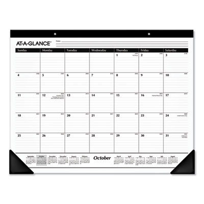 Academic Year Ruled Desk Pad, 21.75 x 17, White Sheets, Black Binding, Black Corners, 16-Month: Sept 2025 To Dec 2026