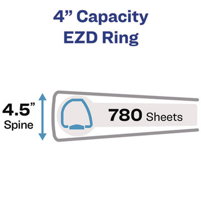 Heavy-Duty View Binder With Durahinge And Locking One Touch Ezd Rings, 3 Rings, 4" Capacity, 11 X 8.5, Navy Blue