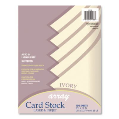 Array Card Stock, 65 Lb Cover Weight, 8.5 x 11, Ivory, 100/Pack
