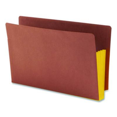 Redrope Drop-Front End Tab File Pockets, Fully Lined 6.5" High Gussets, 3.5" Expansion, Legal Size, Redrope/Yellow, 10/Box
