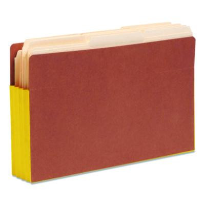 Redrope Drop-Front End Tab File Pockets, Fully Lined 6.5" High Gussets, 3.5" Expansion, Legal Size, Redrope/Yellow, 10/Box
