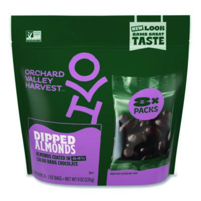 Dipped Almonds, Dark Chocolate, (8) 1 Oz Bags