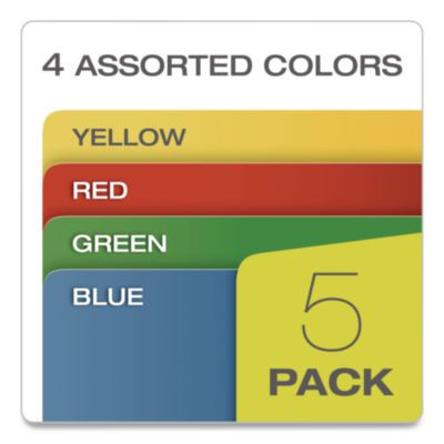 Colored File Pockets, 5.25" Expansion, Letter Size, Randomly Assorted Colors, 5/Pack
