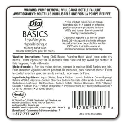 Basics Hypoallergenic Foaming Hand Wash Refill For Fit Manual Dispenser, Honeysuckle Scent, 1.2 L
