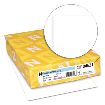 Classic Crest Stationery, 97 Bright, 24 Lb Bond Weight, 8.5 x 11, Solar White, 500/Ream