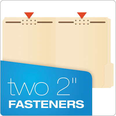 Manila Fastener Folders, 1/3-Cut Tab: Assorted, 2 Fasteners, Letter Size, Manila, 50/Box