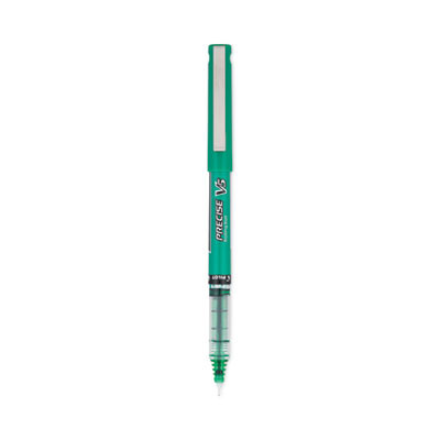 Precise V5 Rollerball Pen, Stick, Extra-Fine 0.5 Mm, Green Ink, Green/Clear Barrel, Dozen