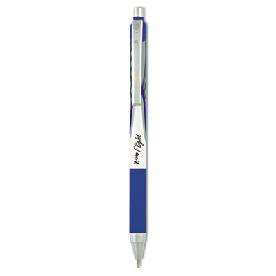Z-Grip Flight Ballpoint Pen, Retractable, Bold 1.2 Mm, Blue Ink, Black/Blue/White Barrel, 12/Pack