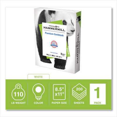 Premium Cardstock, 110 Lb Index Weight, 8.5 x 11, White, 200/Ream