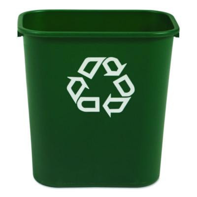 Deskside Plastic Container For Paper Recycling, 7 Gal, Plastic, Green