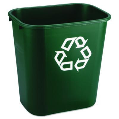 Deskside Plastic Container For Paper Recycling, 7 Gal, Plastic, Green