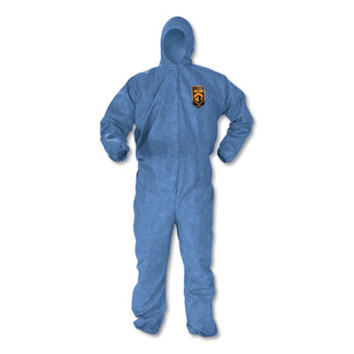A60 Elastic-Cuff, Ankles And Back Hooded Coveralls, X-Large, Blue, 24/Carton