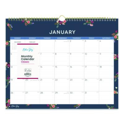 Ashlyn Monthly Wall Calendar, Floral Artwork, 15 x 12, White/Blue/Pink Sheets, 12-Month (Jan To Dec): 2026