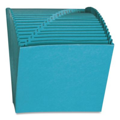 Heavy-Duty Indexed Expanding Open Top Color Files, 21 Sections, 1/21-Cut Tabs, Letter Size, Teal