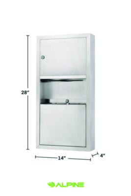 Stainless Steel Surface-Mounted Paper Towel Dispenser With Waste Receptacle, 28 x 4 x 14