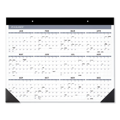 Contemporary Monthly Desk Pad, 22 x 17, White Sheets, Black Binding/Corners,12-Month (Jan To Dec): 2026