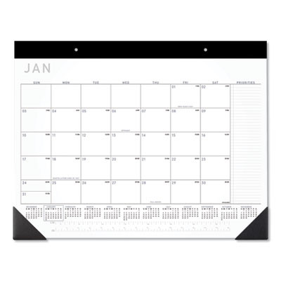 Contemporary Monthly Desk Pad, 22 x 17, White Sheets, Black Binding/Corners,12-Month (Jan To Dec): 2026