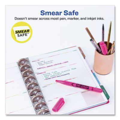 Hi-Liter Pen-Style Highlighters, Fluorescent Pink Ink, Chisel Tip, Pink/Black Barrel, Dozen