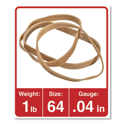 Rubber Bands, Size 64, 0.04" Gauge, Beige, 4 Oz Box, 80/Pack