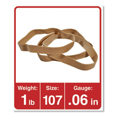Rubber Bands, Size 107, 0.06" Gauge, Beige, 1 Lb Box, 40/Pack