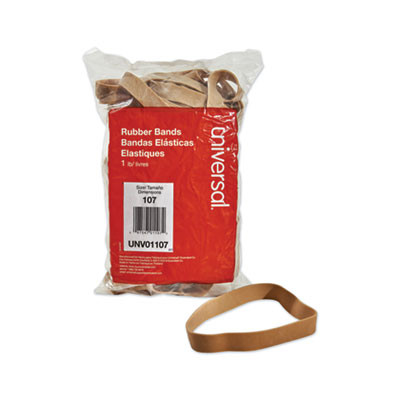 Rubber Bands, Size 107, 0.06" Gauge, Beige, 1 Lb Box, 40/Pack
