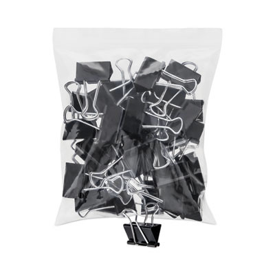 Binder Clip Zip-Seal Bag Value Pack, Medium, Black/Silver, 36/Pack