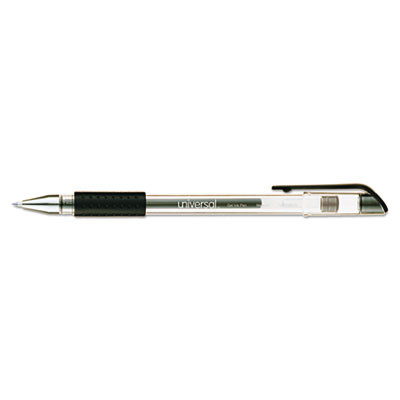 Comfort Grip Gel Pen, Stick, Medium 0.7 Mm, Black Ink, Clear/Black Barrel, Dozen