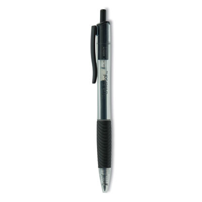 Comfort Grip Gel Pen, Retractable, Medium 0.7 Mm, Black Ink, Clear/Black Barrel, Dozen