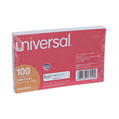 Ruled Index Cards, 3 X 5, White, 100/Pack