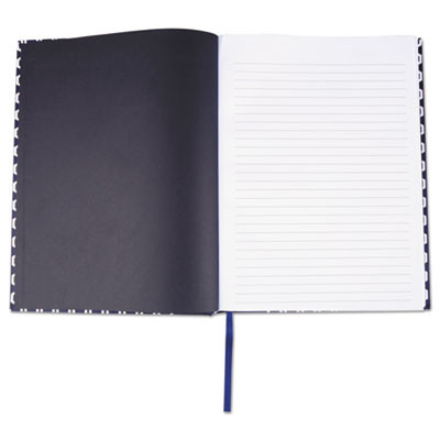 Casebound Hardcover Notebook, 1-Subject, Wide/Legal Rule, Dark Blue/White Cover, (150) 10.25 x 7.63 Sheets