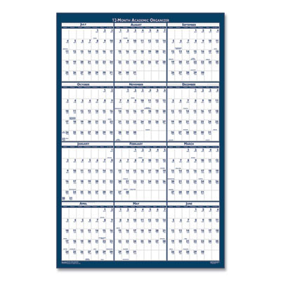 Academic Year Recycled Poster Style Reversible/Erasable Yearly Wall Calendar, 24 x 37, 12-Month (July To June): 2025 To 2026