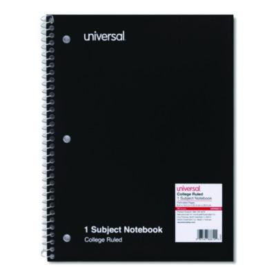 Wirebound Notebook, 1-Subject, Medium/College Rule, Black Cover, (70) 10.5 x 8 Sheets