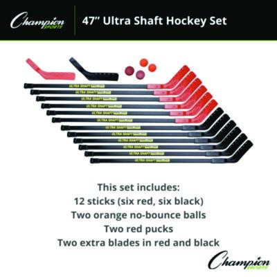 Ultra Shaft Hockey Set, Twelve 47' Hockey Sticks/Two Pucks/Two Balls/Two Extra Blades