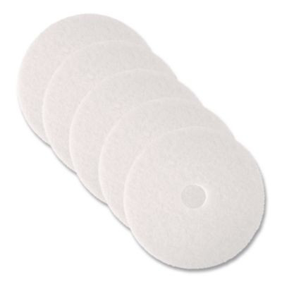 Low-Speed Super Polishing Floor Pads 4100, 24" Diameter, White, 5/Carton