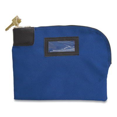 Fabric Deposit Bag With Locking Zipper, Canvas, 8.5" x 1" x 11", Blue