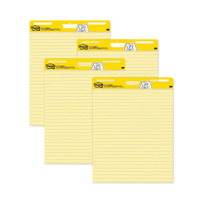 Vertical-Orientation Self-Stick Easel Pads, Presentation Format (1.5" Rule), (30) Yellow 25 x 30 Sheets, 4/Carton