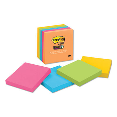 Pads In Energy Boost Collection Colors, 3" x 3", 90 Sheets/Pad, 5 Pads/Pack